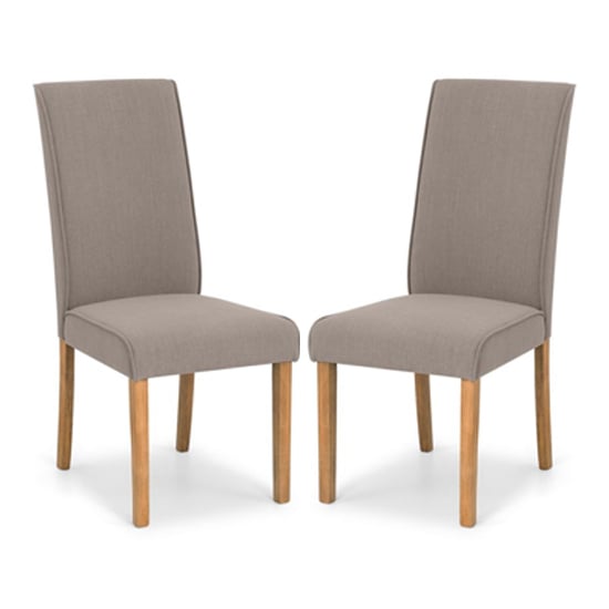 Sabella Taupe Linen Fabric Dining Chair In Pair