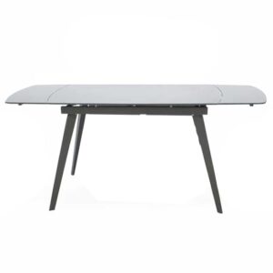 Sabine Glass Extending Dining Table In Grey