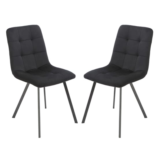 Sandy Squared Black Velvet Dining Chairs In A Pair