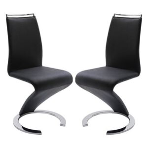 Summer Z Black Faux Leather Dining Chairs In Pair
