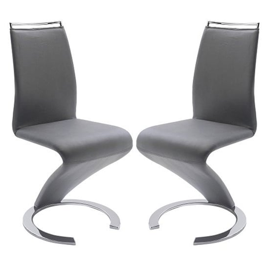 Summer Z Grey Faux Leather Dining Chairs In Pair