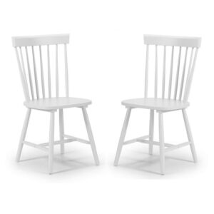 Takiko Wooden Dining Chair In White Lacquer In A Pair