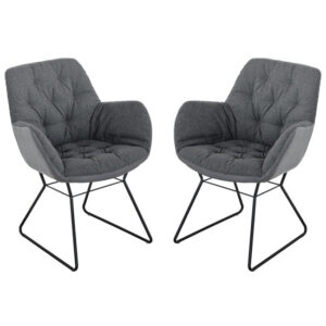 Titania Grey Two Tone Faux Leather Dining Chairs In Pair