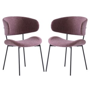 Wera Dusty Rose Fabric Dining Chairs With Black Legs In Pair