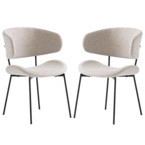 Wera Linen Fabric Dining Chairs With Black Legs In Pair