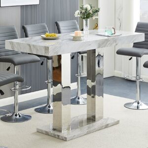 Caprice High Gloss Bar Table Large In Magnesia Marble Effect