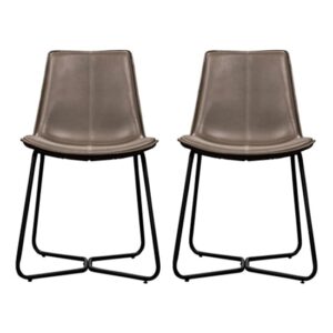 Hawker Ember Leather Dining Chairs With Metal Base In A Pair