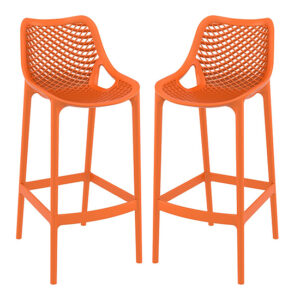 Adrian Orange Polypropylene And Glass Fiber Bar Chairs In Pair