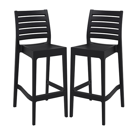 Albany Black Polypropylene And Glass Fiber Bar Chairs In Pair