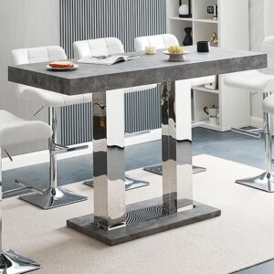 Caprice Wooden Bar Table Rectangular Large In Concrete Effect