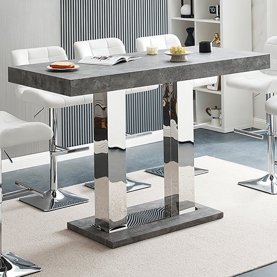 Caprice Large Rectangular Wooden Bar Table In Concrete Effect