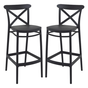 Carson Black Polypropylene And Glass Fiber Bar Chairs In Pair