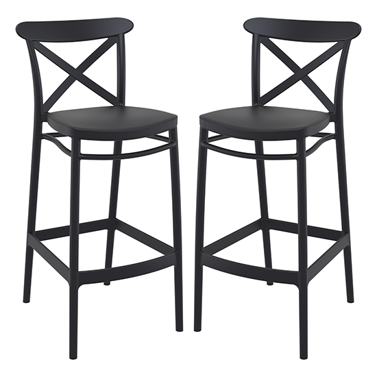 Carson Black Polypropylene And Glass Fiber Bar Chairs In Pair