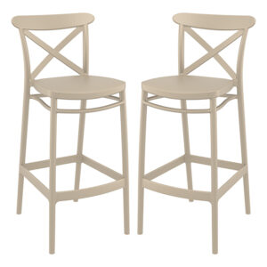 Carson Taupe Polypropylene And Glass Fiber Bar Chairs In Pair