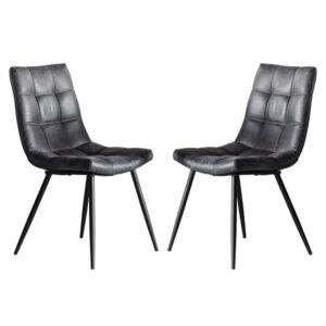 Danbury Grey Faux Leather Dining Chairs In Pair
