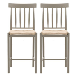 Elvira Prairie Wooden Bar Chairs With Rope Seat In Pair