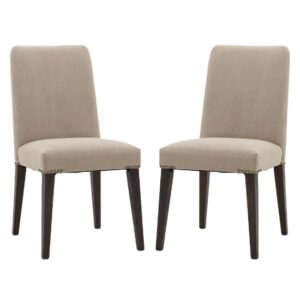 Madisen Grey Fabric Dining Chairs In Pair