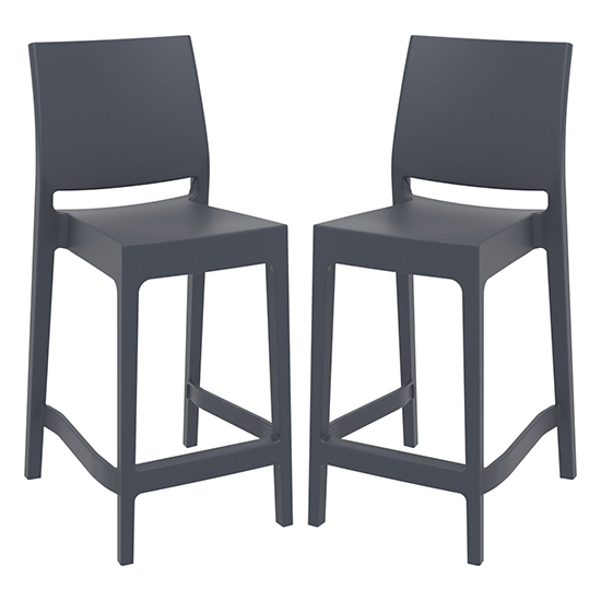 Mesa Dark Grey Polypropylene Bar Chairs In Pair