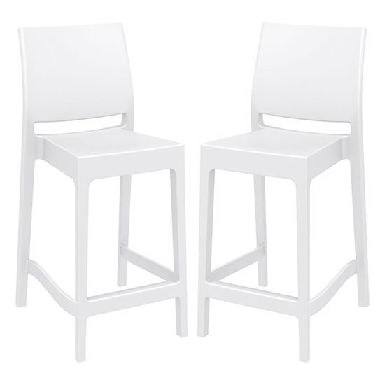 Mesa White Polypropylene Bar Chairs In Pair