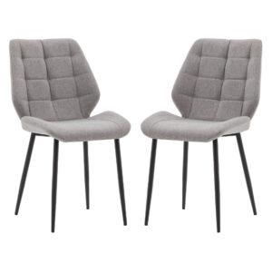 Minford Light Grey Fabric Dining Chairs In Pair