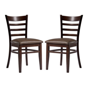 Sarnia Lascari Vintage Brown Faux Leather Dining Chairs In Pair