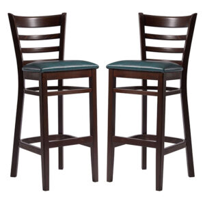 Sarnia Lascari Vintage Teal Faux Leather Bar Chairs In Pair