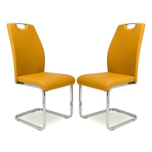 Towson Set Of 4 Leather Effect Dining Chairs In Yellow