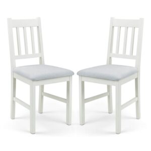 Calliope Ivory And Oak Wooden Dining Chairs In Pair