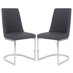 Canby Grey Faux Leather Dining Chairs In Pair