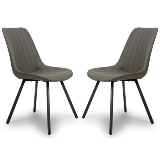 Macia Truffle Faux Leather Dining Chairs In Pair