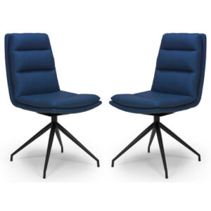Nobo Blue Faux Leather Dining Chair With Black Legs In Pair