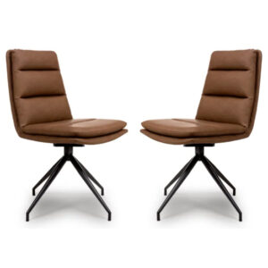 Nobo Tan Faux Leather Dining Chair With Black Legs In Pair