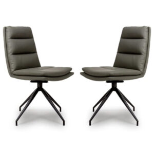 Nobo Truffle Faux Leather Dining Chair With Black Legs In Pair