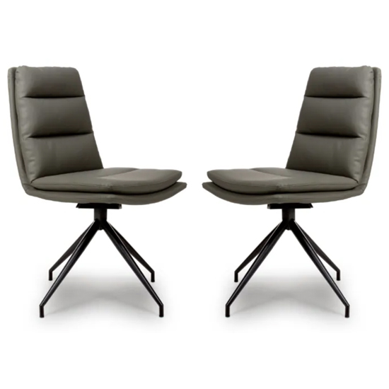 Nobo Truffle Faux Leather Dining Chair With Black Legs In Pair