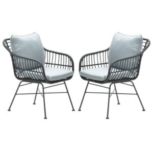 Macy Aluminum Frame Mint Grey Fabric Dining Chairs In Pair
