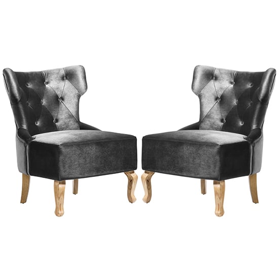 Narvel Grey Velvet Dining Chairs With Natural Legs In Pair