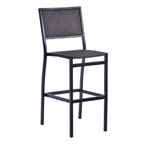 Oderico Outdoor Bar Chair In Black With Grey Rattan