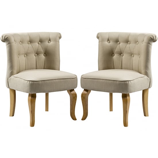 Pacari Beige Fabric Dining Chairs With Natural Legs In Pair