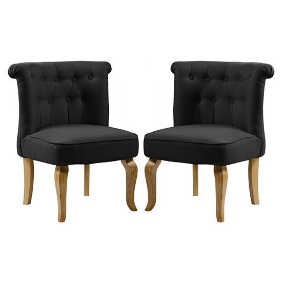 Pacari Black Fabric Dining Chairs With Natural Legs In Pair