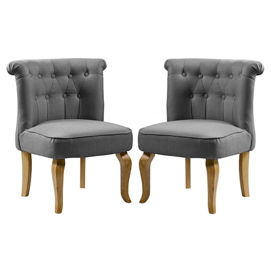 Pacari Grey Fabric Dining Chairs With Natural Legs In Pair