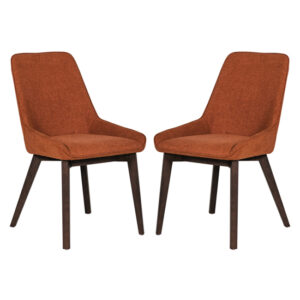 Acton Rust Fabric Dining Chairs In Pair
