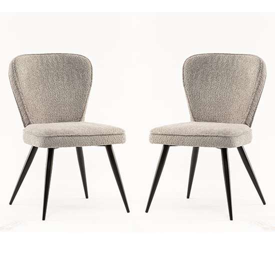 Finn Grey Boucle Fabric Dining Chairs In Pair