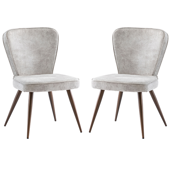 Finn Pearl Velvet Fabric Dining Chairs In Pair