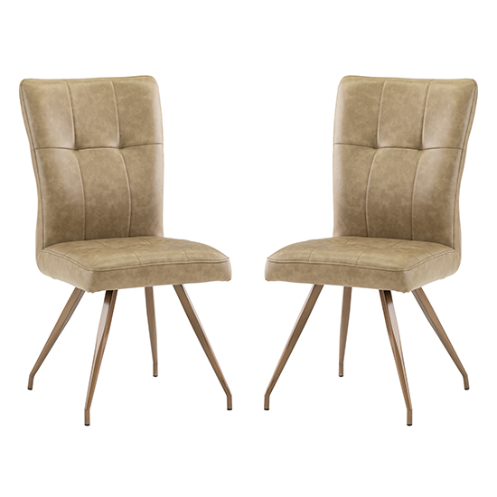 Kalista Taupe Faux Leather Dining Chairs In Pair