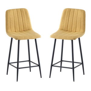 Lillie Yellow Fabric Counter Bar Stools In Pair