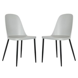 Arta Duo Light Grey Plastic Seat Dining Chairs In Pair