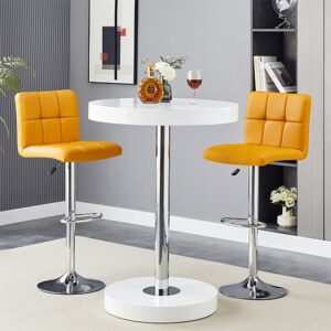 Havana White High Gloss Bar Table With 2 Coco Curry Stools