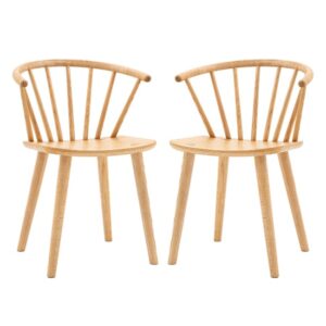 Cairo Natural Wooden Dining Chairs In Pair