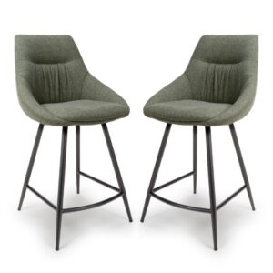 Buxton Sage Counter Fabric Bar Chairs In Pair