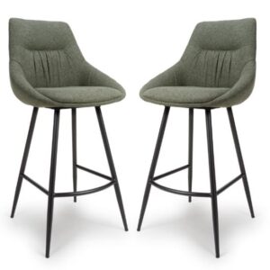 Buxton Sage Fabric Bar Chairs In Pair